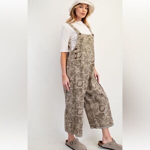 Easel Tan Patterned Jumpsuit